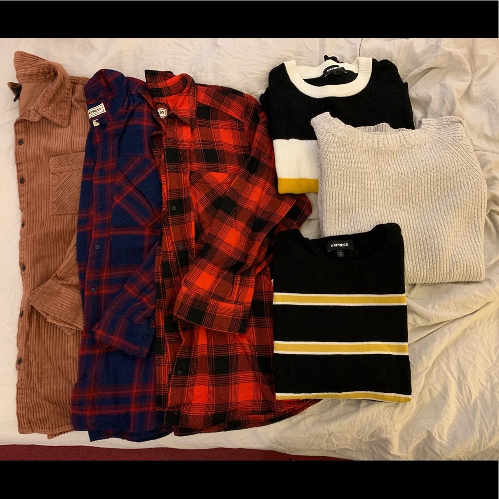Bundle of 6 flannels/sweaters